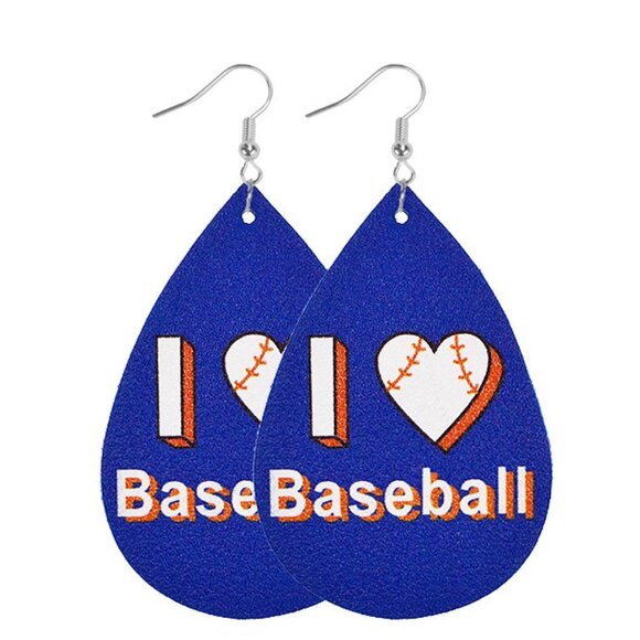 Leather Baseball Earrings - Picture 1 of 2